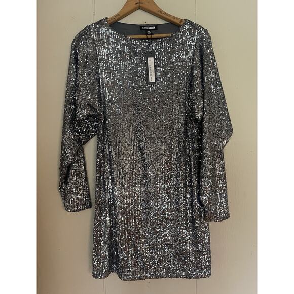 Steve Madden Revolve Ginger Dress Silver Sequin Party Shift Dress 0 NWT - Picture 7 of 7